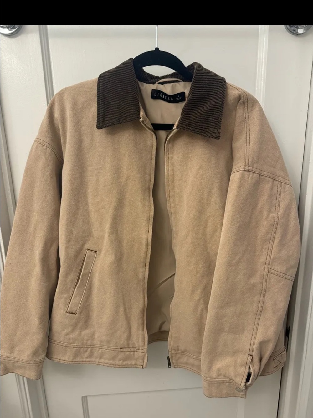 Lioness Barn Jacket with Brown Corduroy Collar